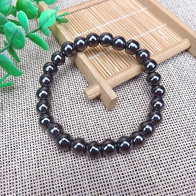 8mm Round Magnetic Black Iron Stone  Bracelet For Women Men • $0.12