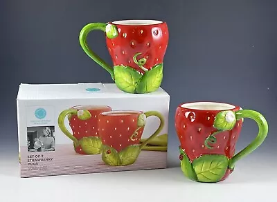 2-Pc Set (s) MIB 2012 Martha Stewart Collection STRAWBERRY Ceramic Mugs Ladybug • $24.99