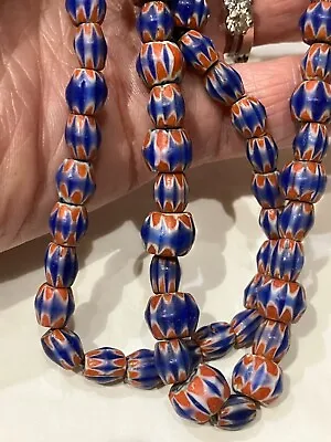 A String Of 86 Chevron Or Rosetta Venetian African Trade Beads • £40