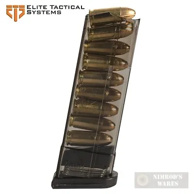 ETS GLOCK 43 G43 9mm 9 Round Magazine Carbon SMOKE SMK-GLK-43-9 FAST SHIP • $18.05