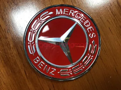 RED GENUINE Front Hood Emblem Badge Logo MERCEDES C CLS E GL GLK ML SL Class • $18.39