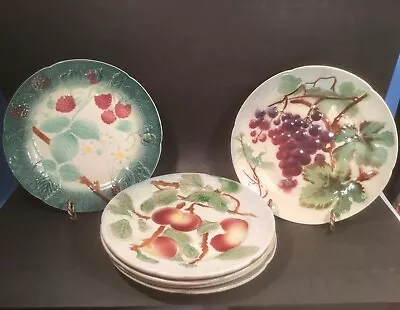 Set Of 6 Antique Majolica Fruit Plates From The Art Nouveau Period C.1890’s • $125