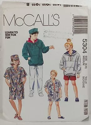McCall's  Pattern 5304 Unisex Sweatshirt Pants Shorts Hat Cut VTG 90s Sz M 8-10 • $4.25