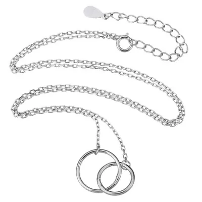 INTERLOCKING CIRCLES Necklace- Karma Rings- Love- 925 Sterling Silver-2.5g-17.5  • £8.70