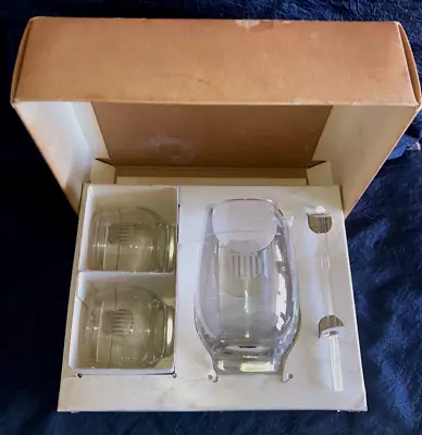 Rare Vintage 1940's Union Pacific Railroad Glass Cocktail Shaker Set Mint In Box • $45