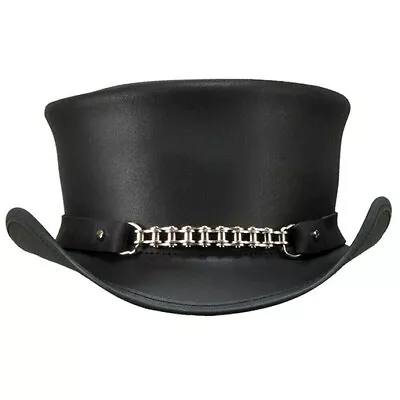 El Dorado Deadman Biker Chrome Chain Cowboy Leather Top Hat Steampunk Biker MC • $49.99