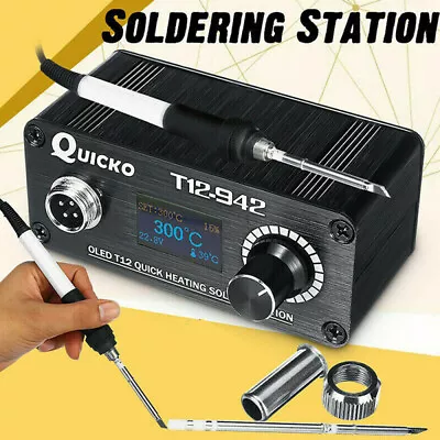 £35.99 • Buy T12-942 OLED Digital Soldering Station + Handle Iron Tips Welding Set Black DIY