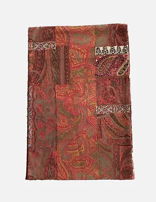 Pottery Barn Table Runner Red Paisley Cotton Linen Blend 18 X 108 Inches • $24.95