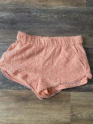 Zara Trafaluc Womens Lace Shorts Small Pink Light Peach Lined Elastic Pockets • $14.99