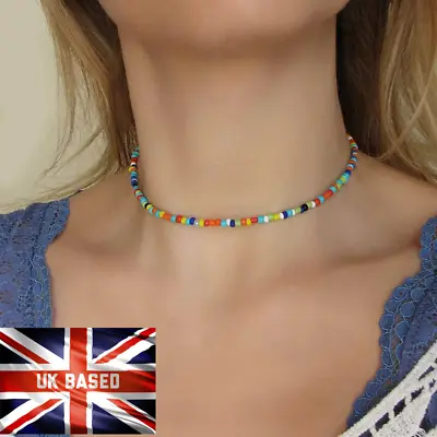 Necklace Choker String Beaded Strand Women Men Jewelry Elegant Cute Gift UK • £4.19