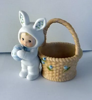 RARE Enesco 1985 Morehead Lil Luv Bunting Figurine Boy Bunny With Basket • $29.99