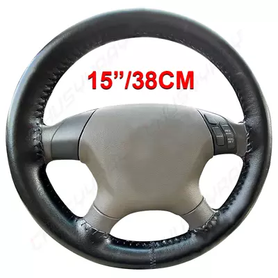 Black 15  DIY Car Steering Wheel Cover Genuine Leather For Mercedes Benz New • $23.99