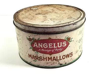 Vtg Antique Original Angelus Marshmallows 5lb Tin Box Cracker Jack Chicago NYC • $149.99