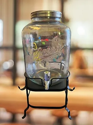 Glass Drink Dispenser 3 Gallon Mason Jar Cold Beverage Dispenser With Stand NEW • $75