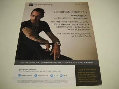 MARC ANTHONY Congrats On This Well-desreved Achievement 2021 Promo Poster Ad • $9.95