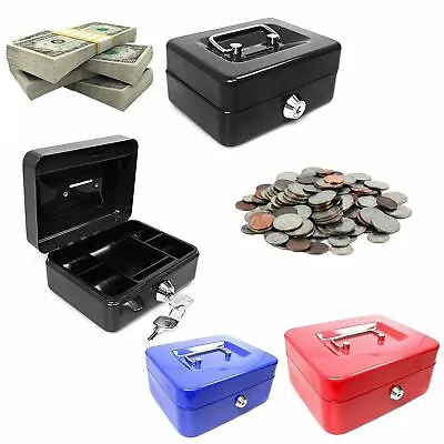 £12.99 • Buy Metal Cash Box Trayholder Safe Security Steel Petty Metal Money Bank Deposit 