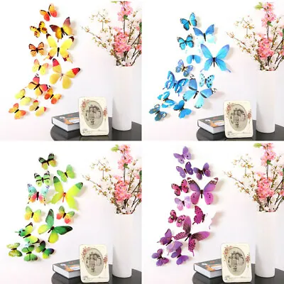 12 X 3D Luminous Butterfly Wall Stickers Home Decoration Bedroom Toddler Girls • $4.17