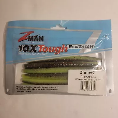 Zman Zinker Z Coppertreuse 5 Inch ( 6 Pack) Bass Fishing Wacky Worm Made In USA • $3.99