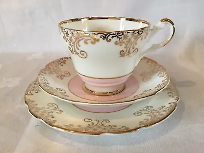 £8.99 • Buy *gorgeous Vintage Regency Pink And Gold Bone China Tea Set Trio 💕 Superb Cond*
