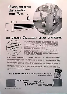 1949 Powermaster Steam Generators Efficient Plant Operation Low Cost Fuel • $11.99