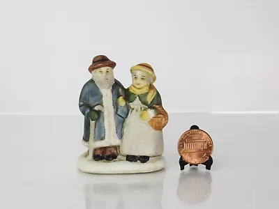 Vintage Miniature Porcelain Elderly Couple Figurine Christmas Winter Village • $4.99