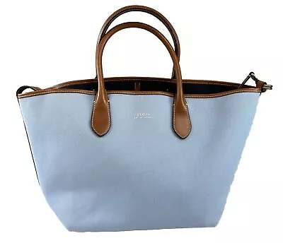 NEW Polo Ralph Lauren Canvas Bellport Medium Tote Bag Blue Women’s • $185