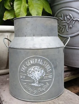 Metal Plant Pot Vintage Milk Churn Bucket Hanging Flower Holder Planters Garden • £14.99