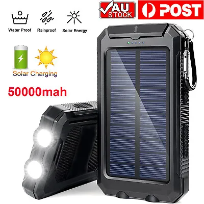 $28.99 • Buy 50000mah Solar Power Bank Portable External Battery Dual USB For Phone Charger