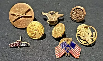 Vintage Military Insignia Lot Of 8 Metal Pins & Modern Charms Buttons Mixed Lot • $8