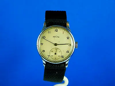 VINTAGE RECTA GERMAN MILITARY  15J SWISS MENS WRISTWATCH SERVICED 1940s • $245