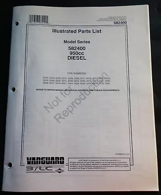 2010 Vanguard Model 582400 950 Cc Diesel Parts Manual Ms0703-09/16/2010 (604) • $18.69