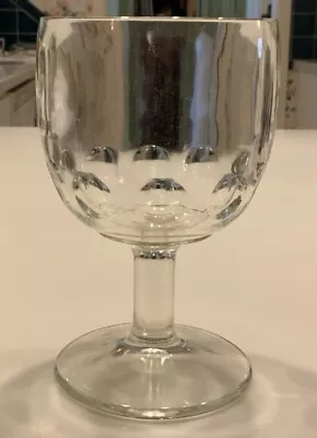 Vintage Heavy Clear Glass Pedestal Thumbprint Beer Water Wine Goblet 12 Oz • $11.80