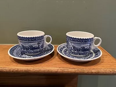 Lot Of 2 Baltimore & Ohio Railroad Thomas Viaduct Cups & Saucers Lamberton China • $75