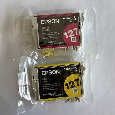 Genuine Epson 127 Lot Of 2 Magenta & Yellow Ink Cartridges Free Shipping • $14.99
