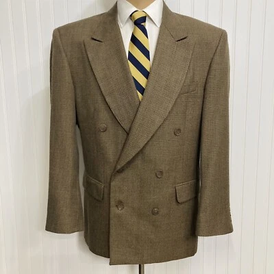 $67.49 • Buy J RIGGINGS Double Breasted Jacket Mens 42 Brown Tweed Formal Wool Sport Coat 42R
