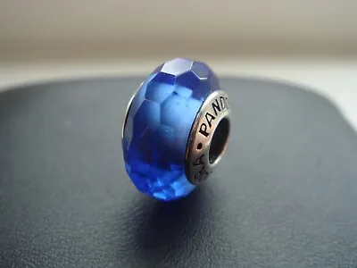 Genuine Pandora Murano Blue Faceted S925 Ale Glass Bead Charm 791067 • £3.20
