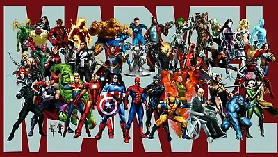 MARVEL SUPERHER COMICS POSTER - LARGE WALL ART FRAMED CANVAS PICTURE 20x30 INCH • £21