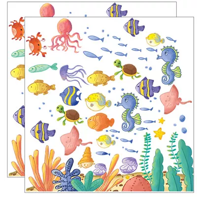  2 Sets Wall Stickers Decals For Kids Underwater World Applique • £11.18