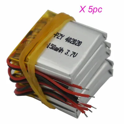 5 Pcs 3.7V 150 MAh 402020 Polymer Li Lipo Battery For GPS DVR Driving Recorder • £11.88