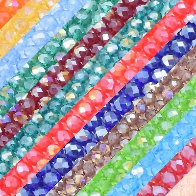 Faceted Rondelle Crystal Glass Beads Lustre/ab 4mm6mm8mm - Pick Colour • £3.10