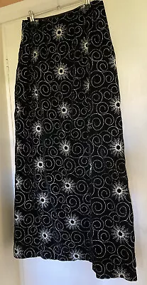 Vintage Black & Silver Velvet Maxi Skirt NIEDIECK Antik Velours 1970s Retro (p) • £14.50