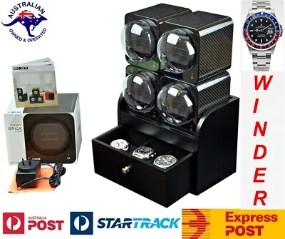 BOXY Fancy Brick CARBON FIBRE LOOK  Quad Automatic Watch Winder System :4FCF-B2  • $433.28