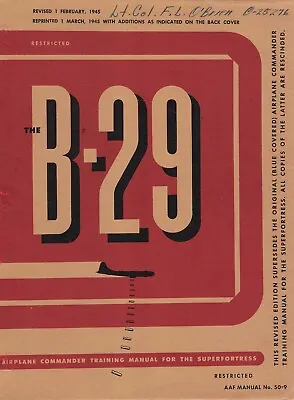 B-29  Superfortress  Pilot Training Manual/Instructor's Suppl Flight Manual -CD • $26.99