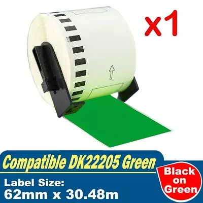1x Non-OEM Continuous Label For Brother DK22205 Green 62mm X 30.48m QL1050 QL570 • $16.87