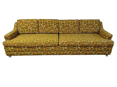 Mid Century Modern Six Cushion Sofa With Vintage Upholstery 1970s Flower Power • $2160