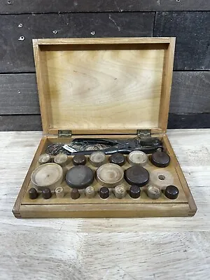 Antique Watchmakers Crystal Hand Press Repair Tool With Wooden Case • $179.99