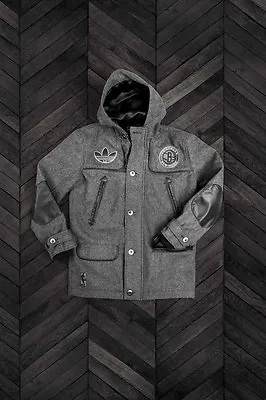 $349.99 • Buy Adidas Dehen Brooklyn Nets Wool Leather Duffle Jacket XXS Small Jeremy Scott Y3