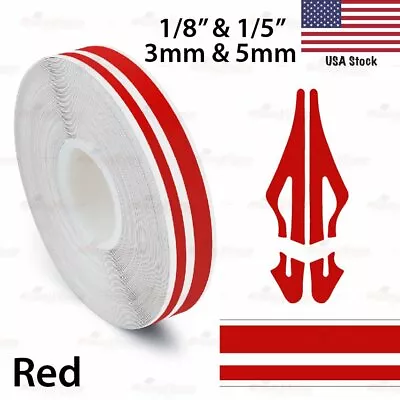 RED 15mm 9/16  Roll PinStripe PinStriping Double Lines Tape Vinyl Car MC STICKER • $10.16