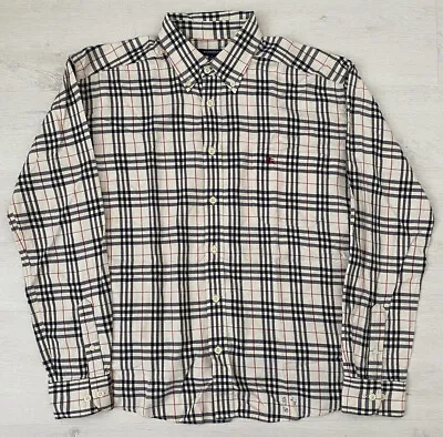 £55 • Buy Vintage Burberry Nova Checkered Shirt Cream M