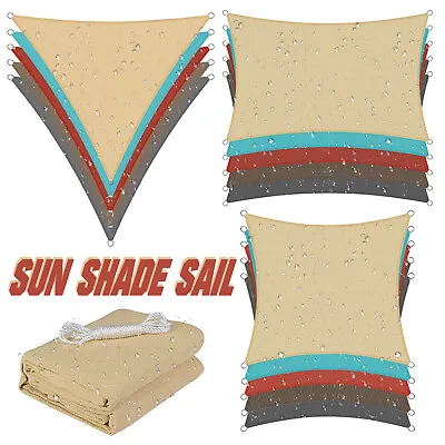 Heavy Duty Waterproof Sun Shade Sail Rectangle Triangle 180GSM 95% UV Block • $29.99